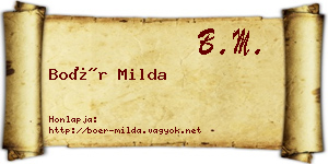 Boér Milda névjegykártya
